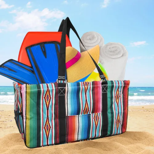 Miniatura 332 de NGIL Bolsa de comestibles reutilizable extra grande plegable de gran tamaño para comestibles, almacenamiento, picnic, playa, Bronco-negro occidental