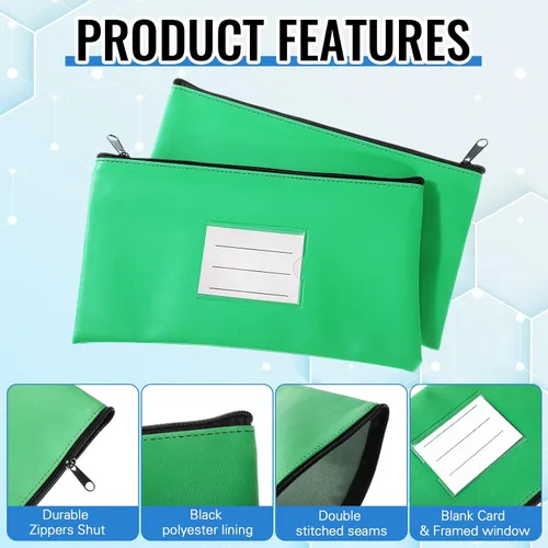 Miniatura 3 de Paterr 6 bolsas de dinero con cremallera, de piel sintética, bolsa de seguridad para dinero, soporte para recibos, cartera con etiqueta para dinero