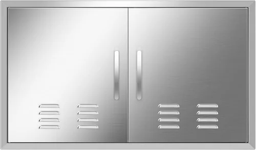 Puertas de cocina para exteriores, 36 pulgadas de ancho x 21 pulgadas de alto, puertas de acceso para barbacoa de acero inoxidable con rejillas de