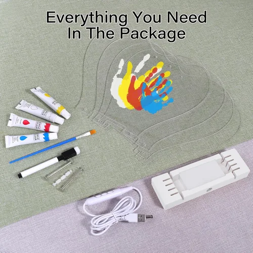 Miniatura 4 de Bixinyo Kit de huellas de manos familiares con luz, kit de mano y huella de bebé, recuerdo de manualidades, regalos familiares para mamá, padres