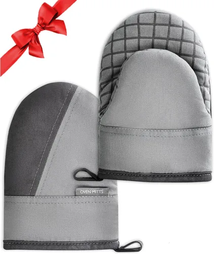 Miniatura 9 de Mini guantes para horno, guantes para horno de cocina, guantes de cocina de 500 grados resistentes al calor, superficie de silicona antideslizante