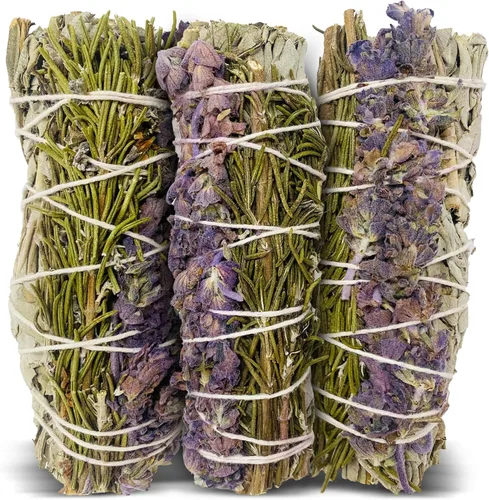 Kit de manchas de salvia para la limpieza de energía negativa, hogar y creación de la energía de la felicidad, palitos de salvia con romero y