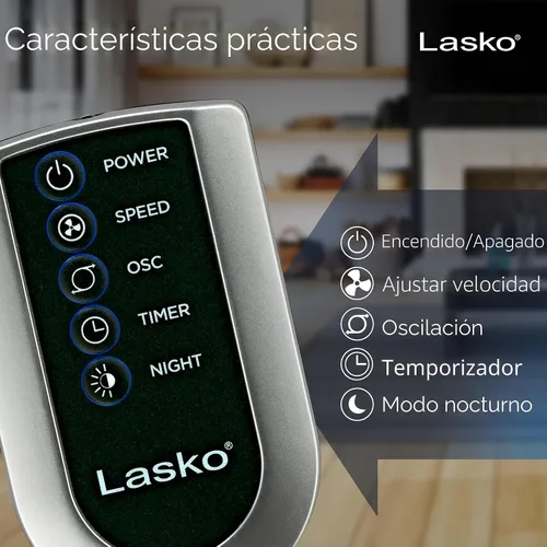 Miniatura 6 de Lasko Ventilador de torre oscilante con control remoto, ventiladores de piso silenciosos para dormitorio, 42 pulgadas, plateado T42951 Plata T42951