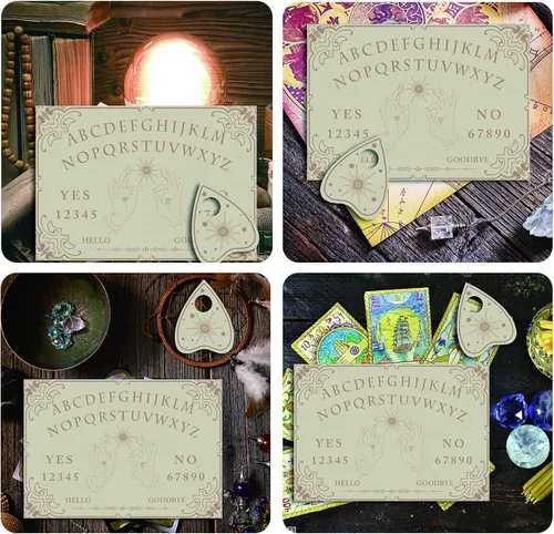 Miniatura 7 de CREATCABIN Tablero de madera con péndulo, tablero de madera para hablar con planchette, kit de adivinación, juego de caza de espíritus, decoración