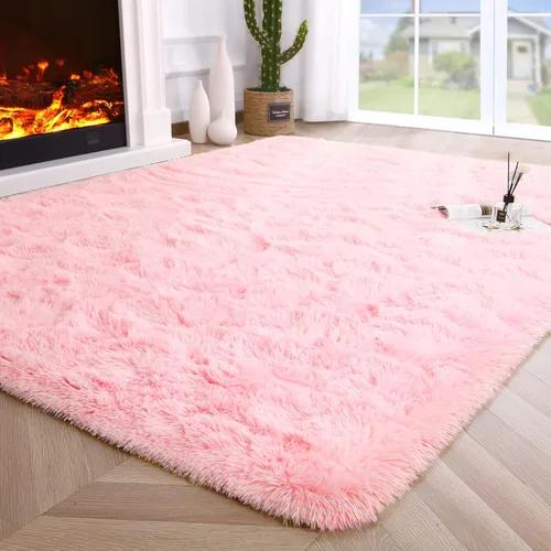 Miniatura 60 de Noahas - Alfombra suave y afelpada para habitación de niña y sala de estar, colorida, decoración para guardería, teñido anudado arcoíris, azul