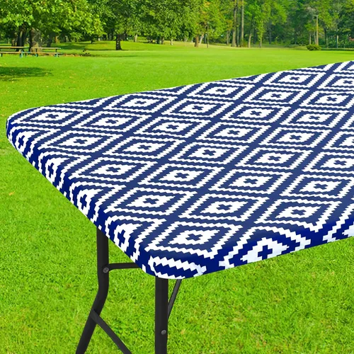 Miniatura 48 de Smiry Mantel cuadrado para mesa de pícnic, impermeable, elástico, ajustable, para campamento, protector de vinilo con parte trasera de franela Beige