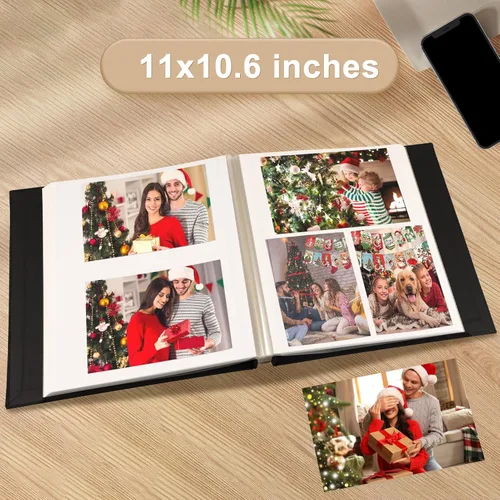 Miniatura 6 de Álbum de fotos autoadhesivo Semfalbuums con páginas adhesivas, álbumes de fotos magnéticos con páginas adhesivas para fotos de 4x6, 5x7, 8x10, Verde