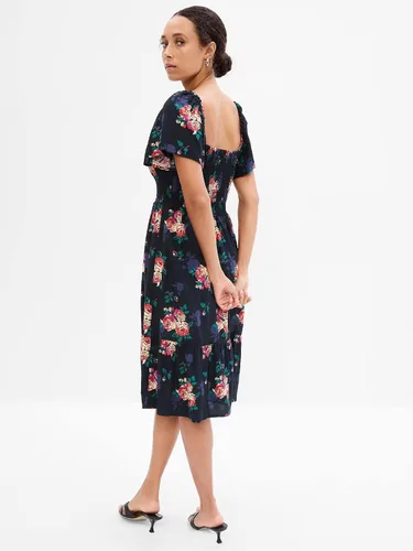 Miniatura 3 de GAP Vestido midi de manga corta con cuello cuadrado para mujer