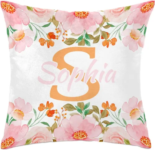 Miniatura 16 de Funda de almohada con nombre, funda de almohada personalizada con flores, funda de almohada cuadrada, regalos de cumpleaños para mamá, sofá, cama