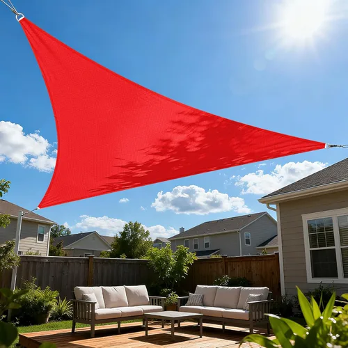 Miniatura 8 de Toldo Vela Triangular de Sombra 2'x2'x2' Toldo Resistente a los Rayos UV Cubierta para Patio Exterior Pérgola Patio Trasero Terraza Jardín Porche