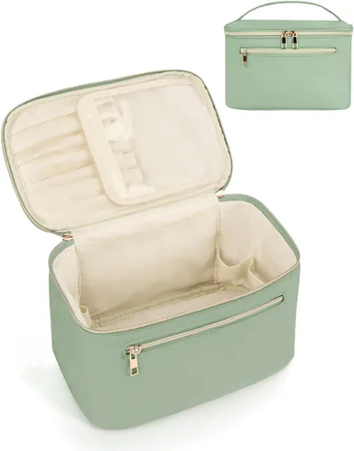Miniatura 11 de Wandering Nature Bolsa de Maquillaje, Organizador de Maquillaje de Viaje, Estuche de Brochas Cosméticas para Mujeres en Cuero Vegano Ecológico, M