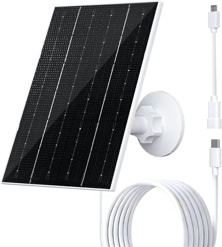 FUTUREZEN Panel solar de 4 W para cámara de seguridad, cargador solar tipo C/micro USB para cámaras de batería recargable, impermeable IP66, soporte