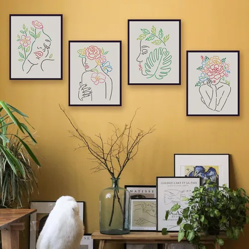 Miniatura 6 de FINGERINSPIRE 4 plantillas de cara para mujer de 11.7 x 8.3 pulgadas, plantillas de pintura floral femenina, plantillas de plástico para mujer
