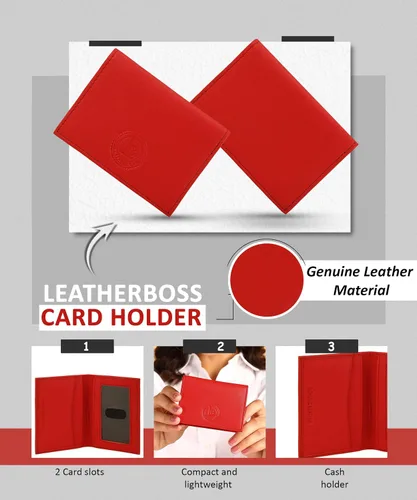 Miniatura 13 de Leatherboss - Cartera delgada y plegable de piel auténtica Soporte para tarjeta de crédito, débito, identificación Compacta y elegante
