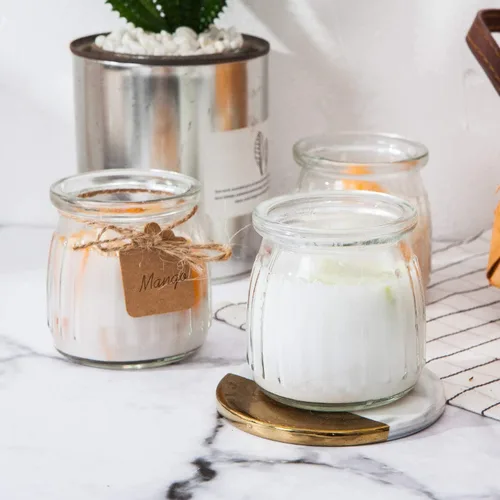 Miniatura 7 de Tarros de vidrio, tarros de yogur de vidrio de 7 onzas con tapas (PE), tarro de pudín de vidrio de repuesto con tapas de plástico, recipiente