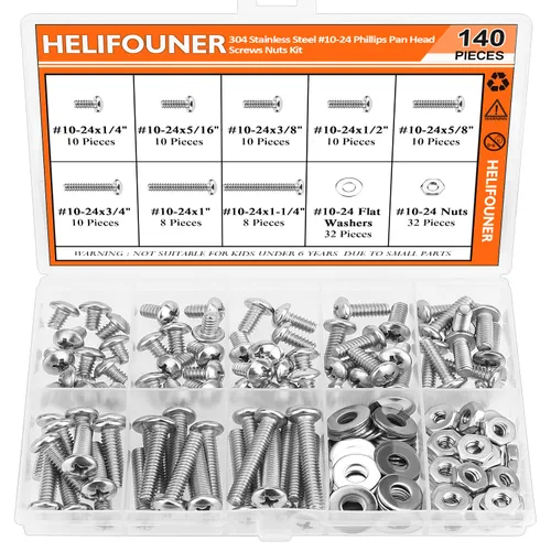 Miniatura 26 de HELIFOUNER 65 piezas de 5 tamaños de acero inoxidable 304 1/4-20 x 3/8 pulgadas 1/2 pulgadas 5/8 pulgadas 3/4 pulgadas 1 pulgada UNC cabeza de botón