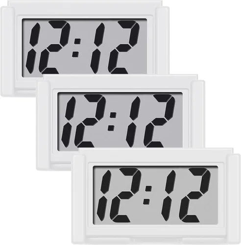 Miniatura 7 de Shudyear Reloj digital pequeño, con pantalla LCD gigante de hora y día, mini reloj digital pequeño para automóvil, funciona con pilas, para mesita