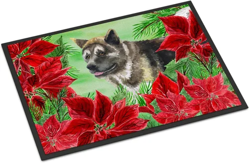 Miniatura 76 de Caroline's Treasures CK1311MAT Cavalier Spaniel Poinsettas - Felpudo de 18 x 27 pulgadas, tapete para puerta delantera, interior y exterior