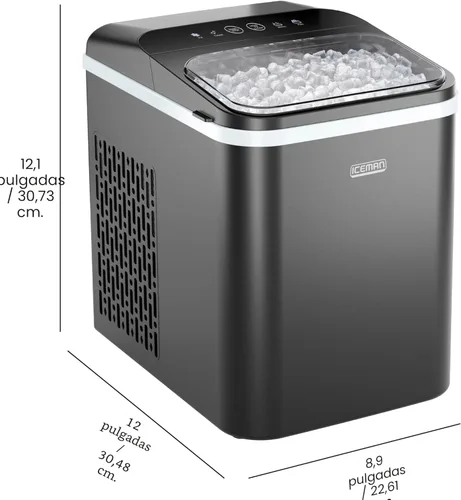 Miniatura 7 de Iceman - Máquina compacta de hielo en forma de guijarro, máquina de hielo en pepitas para encimera que produce hielo masticable en 8 minutos