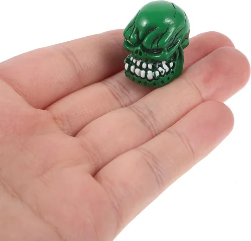 Miniatura 4 de 4pcs Skull Shaped Valve Stem Caps Green Resin Tire Valve Caps Car Motorcycle Bicycle Decorative Accessories