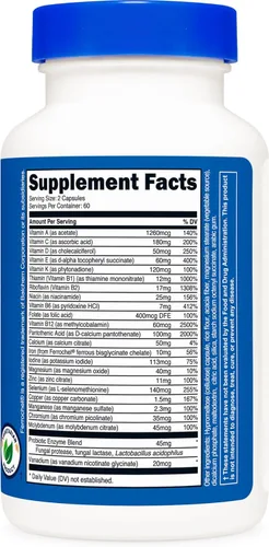 Miniatura 5 de Nutricost Multivitamínico con probióticos 120 cápsulas vegetarianas (2 botellas) - Repleto de vitaminas y minerales