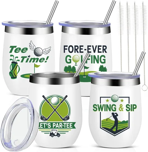 Miniatura 8 de Mifoci 4 vasos de béisbol de 12 onzas con aislamiento térmico de acero inoxidable con popote y tapa, taza de café de viaje para mujeres, hombres