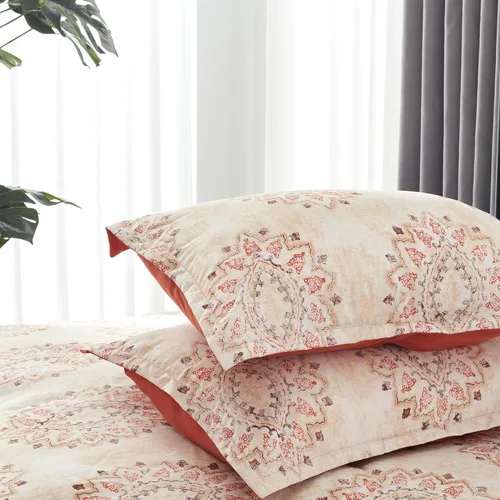 Miniatura 3 de SLEEP ZONE - Juego de edredón con patrón damasco beige tamaño twin XL, cama en una bolsa - transpirable, 5 piezas con 1 edredón (68x88), 1 sábana