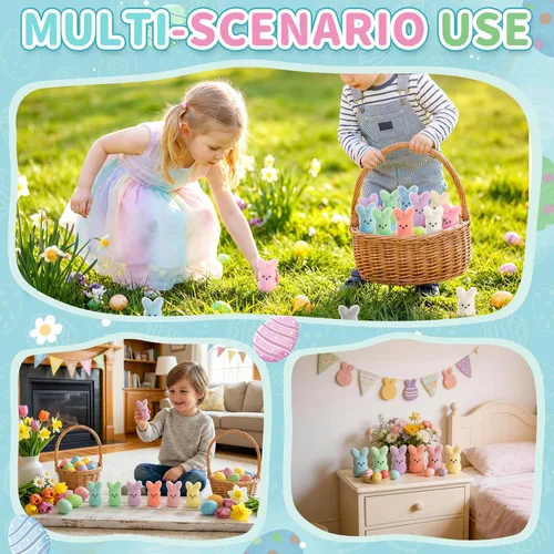 Miniatura 5 de Relleno de cesta de Pascua para niños, rellenos de huevos de Pascua, juguetes de conejo, regalos de Pascua para niños, recuerdos de fiesta para 12