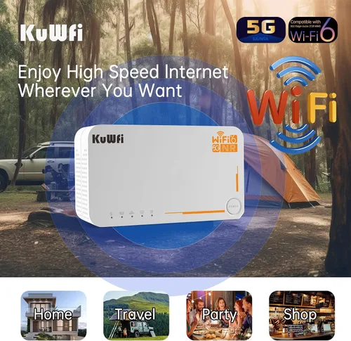 Miniatura 4 de KuWFi Router 0.18 oz con ranura para tarjeta SIM desbloqueada, AX3600 WiFi-6 módem con ranura para tarjeta SIM, NR NSA/SA 5G NR SA NSA AX3000 WiFi 6