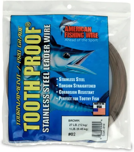 Miniatura 77 de AFW Alambre Líder Duro de Una Hebra de Acero Inoxidable a Prueba de Dientes - Brillante y Camuflaje para Tiburón, Barracuda, Caballa Real, Wahoo