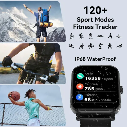 Miniatura 4 de Reloj inteligente, reloj inteligente de 1.85 pulgadas para hombres y mujeres (respuesta/hacer llamadas), frecuencia cardíaca, monitor de sueño
