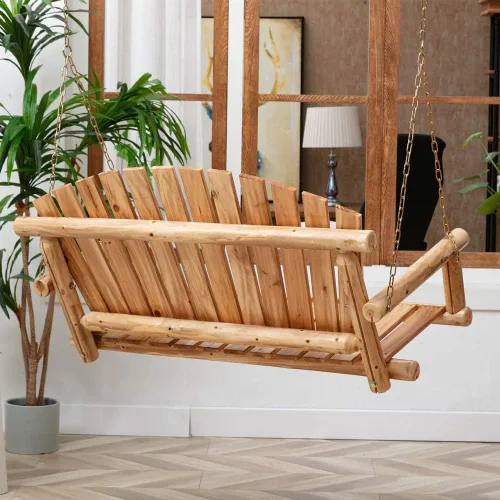 Miniatura 3 de Anraja Juego de columpios para exteriores, columpios de madera para adultos, asiento de porche colgante para patio trasero, patio, parque infantil