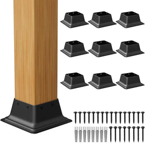 Miniatura 13 de SPACEEUP Base de poste de 4 x 4, tamaño interno de 3.6 x 3.6 pulgadas, soporte de poste de acero resistente, apto para anclaje de poste de madera