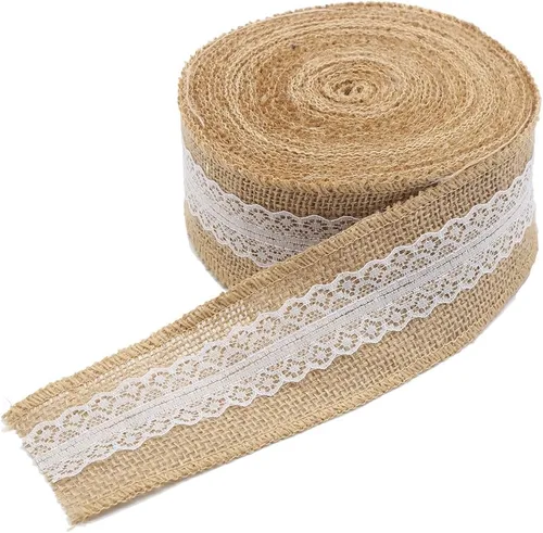 DECORA 10 yardas de cinta de arpillera natural con lazo para moño, 2 pulgadas de ancho 2.0 in