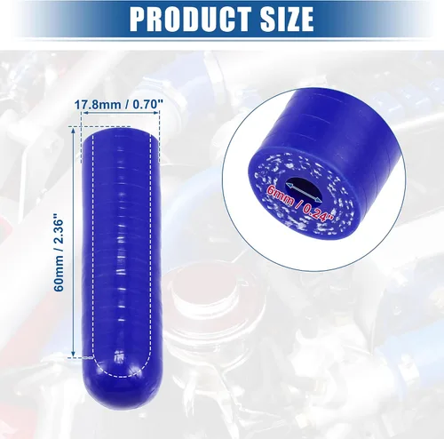 Miniatura 3 de uxcell 1 Unidades 0.236 in ID Silicona Tapa de Refrigerante con Abrazadera para Calentador de Refrigerante Bypass Vacío Agua Puerto Azul