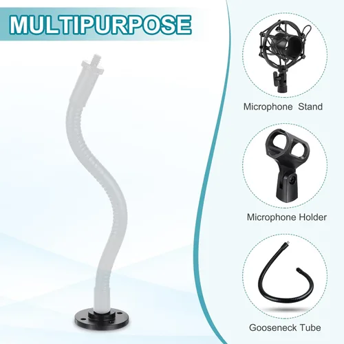 Miniatura 4 de PATIKIL Soporte de brida de micrófono de rosca hembra de 3/8 "-16, base de montaje de mesa de cuello de cisne de escritorio con tornillo de cabeza