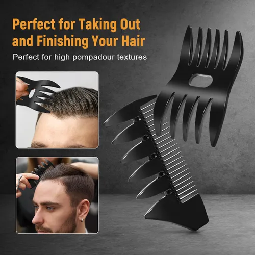 Miniatura 5 de Juego de peines y cepillos para cabello de hombre STYLEMATE - Cepillo de volumen con rodillo, peines para peinados tipo Pompadour, Slicked-back