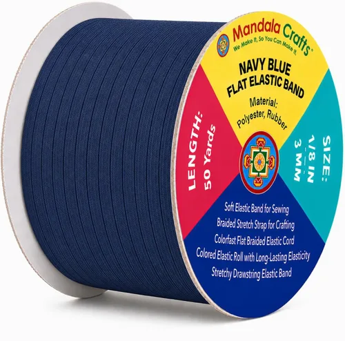 Miniatura 197 de Mandala Crafts - Rollo de cordón elástico plano para costura y manualidades Blanco