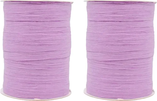 Miniatura 10 de Paquete de 2 rollos de cinta de rafia de papel de 200 yardas para embalaje y decoración de papel kraft (aguamarina)