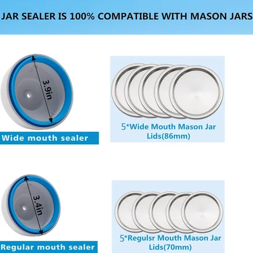 Miniatura 6 de Sellador al vacío para tarros Mason y manguera de accesorios compatible con sellador al vacío FoodSaver, bomba de mano portátil para frascos de boca