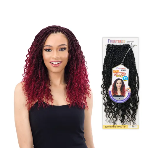 Miniatura 2 de FreeTress - Trenzas de ganchillo boho hippie de 12 pulgadas (caramelo)