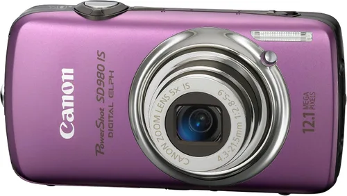 Canon PowerShot SD980IS - Cámara digital de 12,1 MP con zoom estabilizado de imagen óptica ultra gran angular de 5x y LCD de 3 pulgadas (morado)