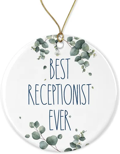 Adorno de recepcionista, adorno de la mejor recepcionista, adorno de Navidad para recepcionista, regalo de cumpleaños, aniversario, adorno de