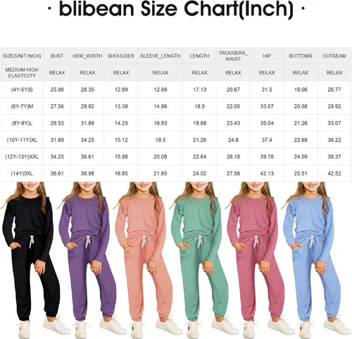 Miniatura 6 de blibean Conjuntos de ropa de otoño para niñas con estilo, tallas 4-13 años