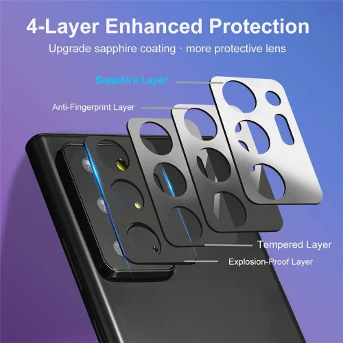 Miniatura 2 de Suoman Paquete de 3 protectores de lente de cámara Samsung Note 20 Ultra - [aleación de aluminio] [no afecta las tomas nocturnas] Película de vidrio