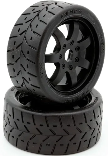 Powerhobby 1/8 Gripper 42/100 Neumáticos/Ruedas delanteras montadas con cinturón 0.669 in (2) Arrma Felony/Infracción/Limitless (negro)