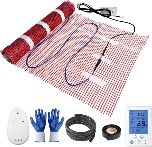 Miniatura 8 de Sistema eléctrico de calefacción por suelo radiante, alfombrillas eléctricas de 20 pies cuadrados para baño, incluye termostato programable