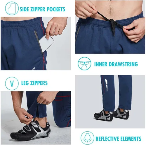 Miniatura 19 de baleaf Pantalones de forro polar para hombre, pantalones de ciclismo de invierno, ropa de bicicleta de montaña, equipo térmico para correr en clima