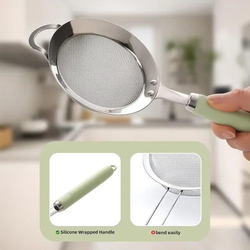 Miniatura 6 de Coladores de acero inoxidable, tamiz de malla fina, tamiz para hornear, colador de metal, pequeños coladores y coladores para cocina, colador