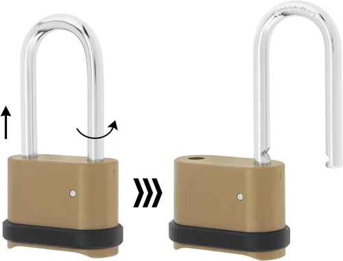 Miniatura 3 de Candado de combinación de 4 dígitos, candado de combinación resistente con grillete de 2.5 pulgadas de largo, candado impermeable al aire libre